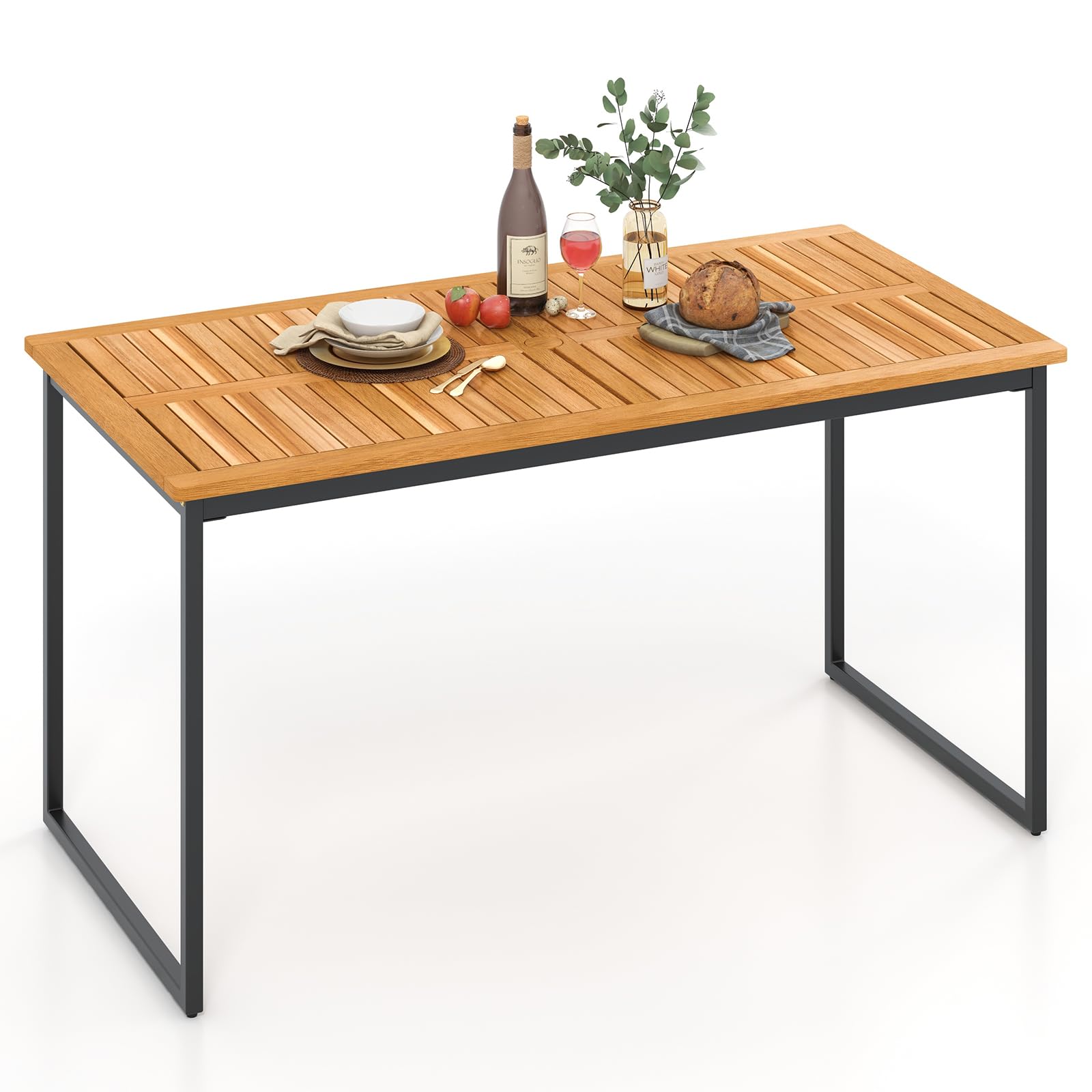 Table à manger Tangkula en bois d'acacia pour 8 personnes